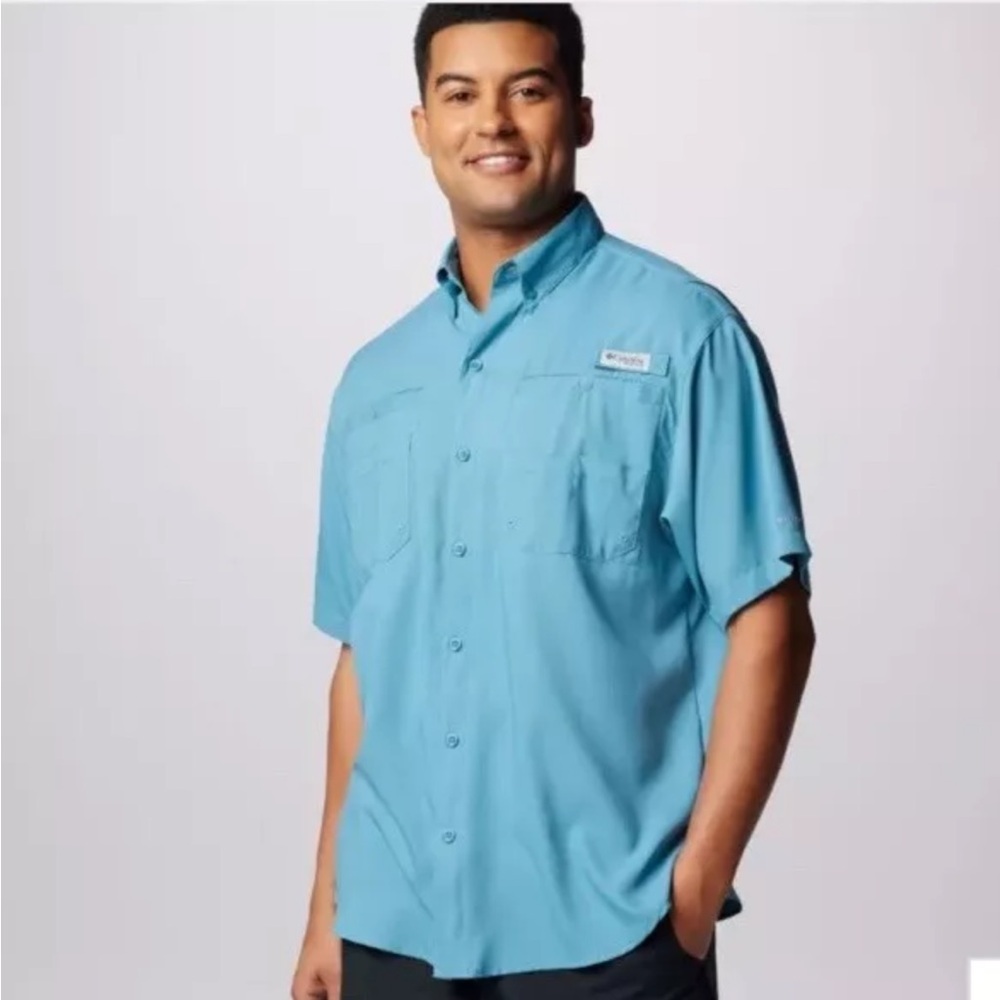 New Columbia Omni Shade Blue Short Sleeve Shirt Size Small